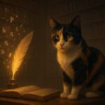 三毛猫が静かに佇む、REIの創作世界を象徴する幻想的なビジュアル